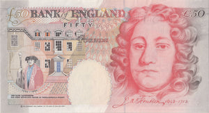 FIFTY POUNDS BANKNOTE MERLYN LOWTHER REF £50-7 - £50 Banknotes - Cambridgeshire Coins