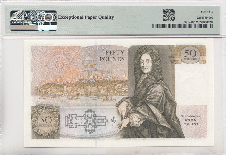 FIFTY POUNDS BANKNOTE SOMERSET PMG 66 GEM UNCIRCULATED A06252757 - £50 Banknotes - Cambridgeshire Coins