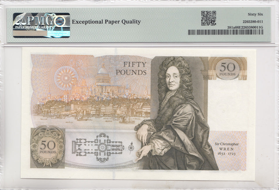 FIFTY POUNDS BANKNOTE SOMERSET PMG 66 GEM UNCIRCULATED A06252761 - £50 Banknotes - Cambridgeshire Coins