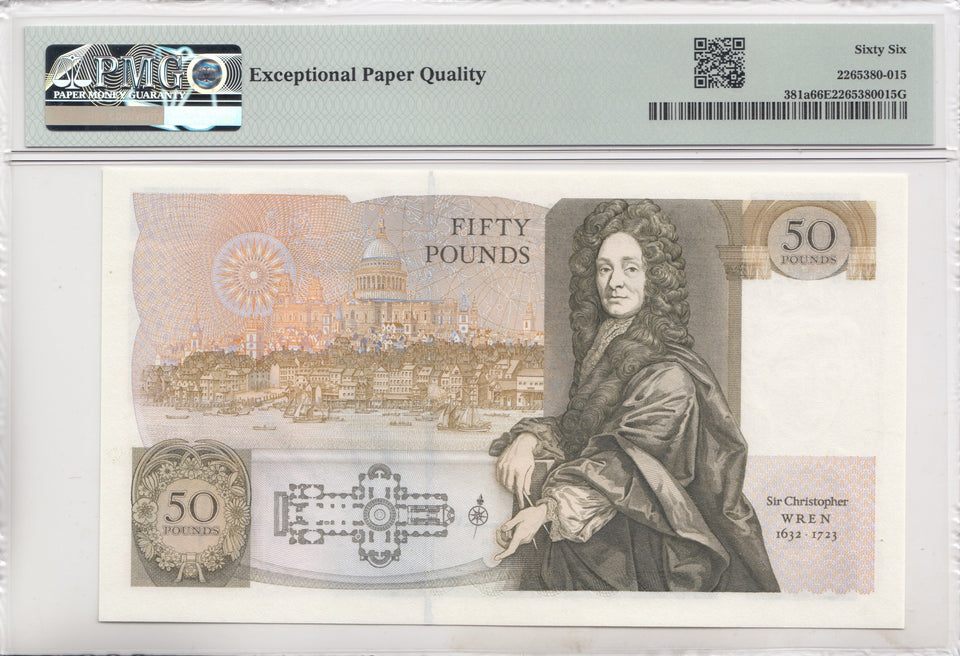 FIFTY POUNDS BANKNOTE SOMERSET PMG 66 GEM UNCIRCULATED A06252765 - £50 Banknotes - Cambridgeshire Coins