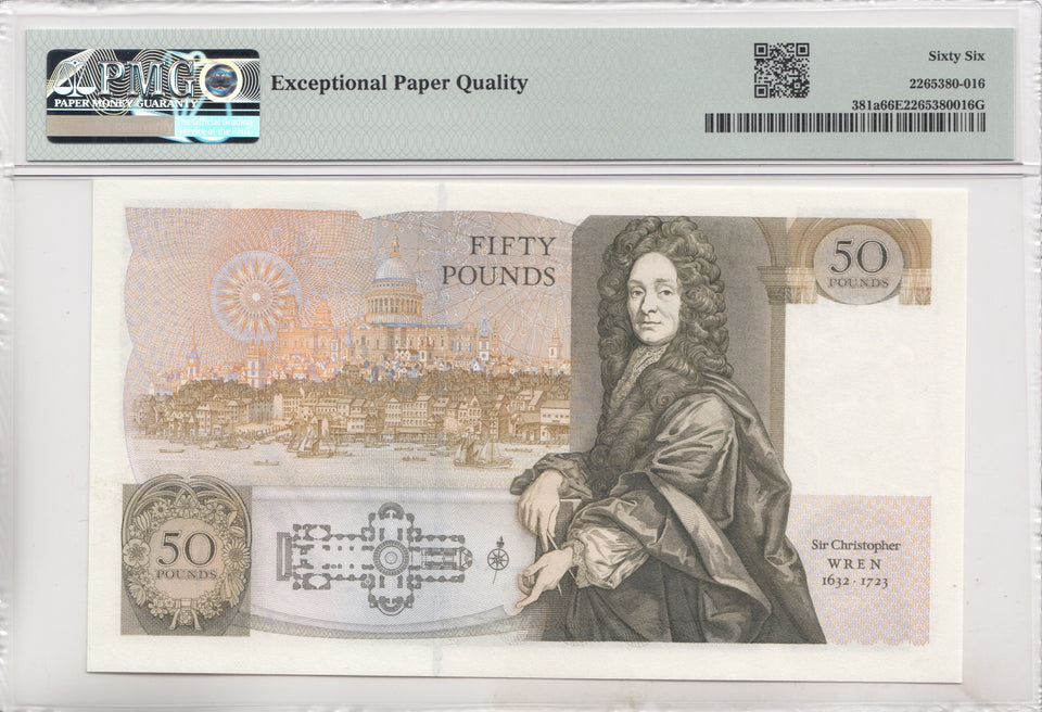 FIFTY POUNDS BANKNOTE SOMERSET PMG 66 GEM UNCIRCULATED A06252766 - £50 Banknotes - Cambridgeshire Coins