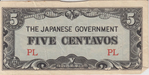 FIVE CENT JAPANESE GOVERNMENT JAPANESE BANKNOTE REF 201 - WORLD BANKNOTES - Cambridgeshire Coins