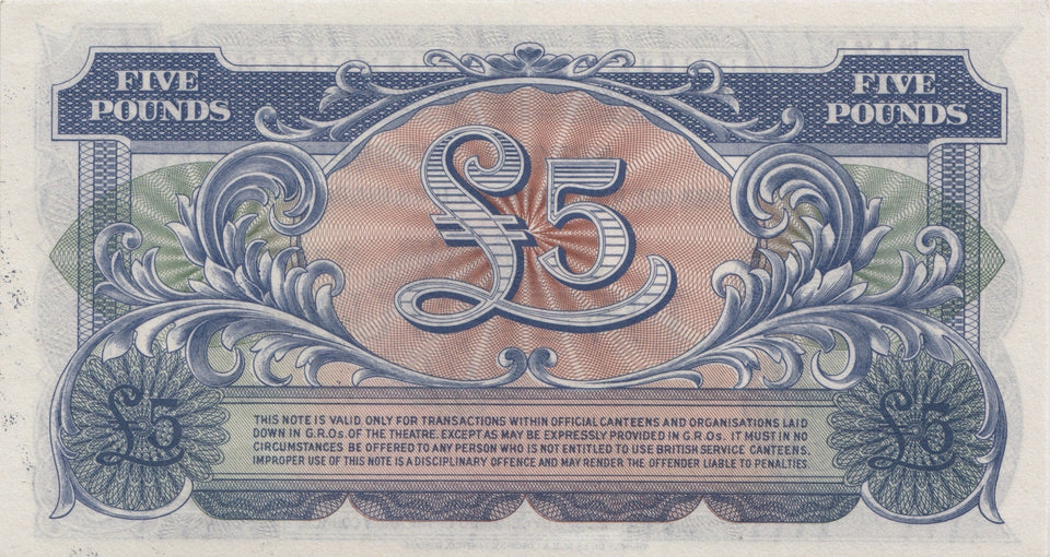FIVE POUND BRITISH ARMED FORCES ENGLISH BANKNOTE REF 165 - WORLD BANKNOTES - Cambridgeshire Coins