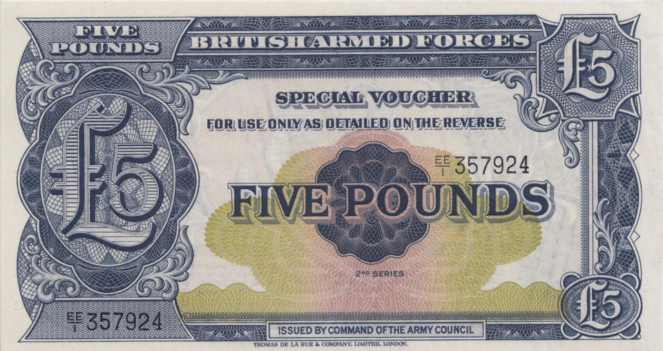 FIVE POUND BRITISH ARMED FORCES ENGLISH BANKNOTE REF 165 - WORLD BANKNOTES - Cambridgeshire Coins