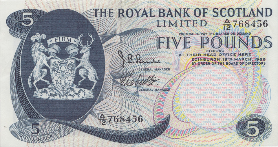 FIVE POUNDS BANK OF SCOTLAND REF SCOT-45 - SCOTTISH BANKNOTES - Cambridgeshire Coins