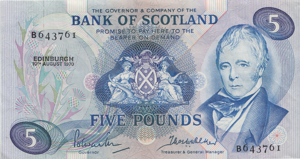FIVE POUNDS BANK OF SCOTLAND REF SCOT-48 - SCOTTISH BANKNOTES - Cambridgeshire Coins