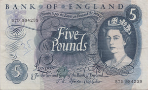 FIVE POUNDS BANKNOTE FFORD REF £5-58 - £5 BANKNOTES - Cambridgeshire Coins