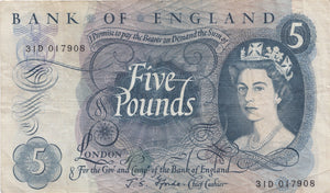 FIVE POUNDS BANKNOTE FFORDE REF £5-44 - £5 BANKNOTES - Cambridgeshire Coins