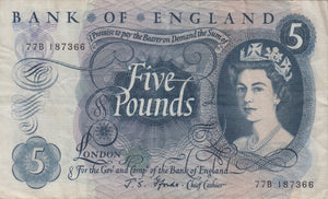FIVE POUNDS BANKNOTE FFORDE REF £5-64 - £5 BANKNOTES - Cambridgeshire Coins