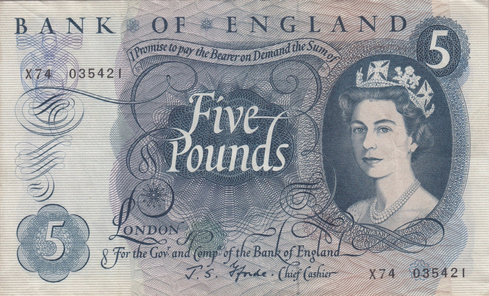 FIVE POUNDS BANKNOTE FFORDE REF £5-65 - £5 BANKNOTES - Cambridgeshire Coins