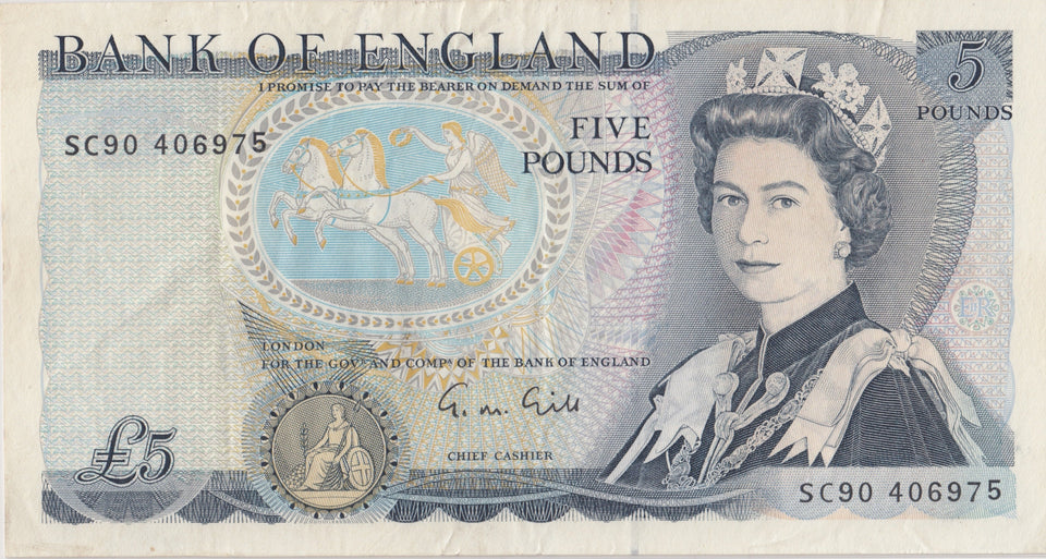 FIVE POUNDS BANKNOTE GILL REF £5-12 - £5 BANKNOTES - Cambridgeshire Coins
