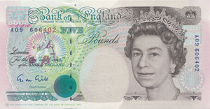 FIVE POUNDS BANKNOTE GILL REF £5-28 - £5 BANKNOTES - Cambridgeshire Coins