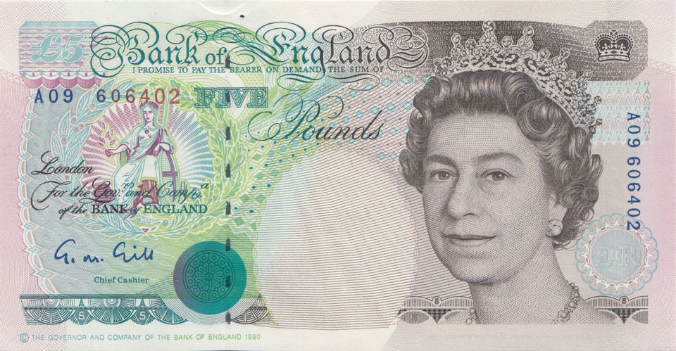 FIVE POUNDS BANKNOTE GILL REF £5-28 - £5 BANKNOTES - Cambridgeshire Coins