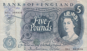 FIVE POUNDS BANKNOTE HOLLOM REF £5-17 - £5 BANKNOTES - Cambridgeshire Coins