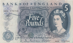 FIVE POUNDS BANKNOTE HOLLOM REF £5-18 - £5 BANKNOTES - Cambridgeshire Coins