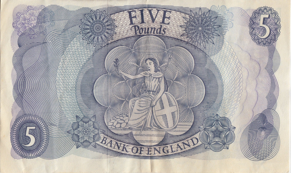 FIVE POUNDS BANKNOTE HOLLOM REF £5-37 - £5 BANKNOTES - Cambridgeshire Coins