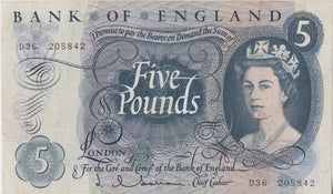FIVE POUNDS BANKNOTE HOLLOM REF £5-49 - £5 BANKNOTES - Cambridgeshire Coins