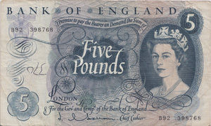 FIVE POUNDS BANKNOTE HOLLOM REF £5-61 - £5 BANKNOTES - Cambridgeshire Coins