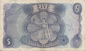 FIVE POUNDS BANKNOTE HOLLOM REF £5-61 - £5 BANKNOTES - Cambridgeshire Coins