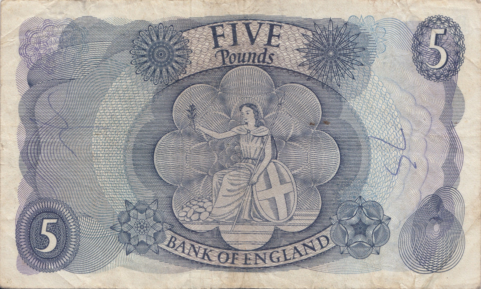 FIVE POUNDS BANKNOTE HOLLOM REF £5-61 - £5 BANKNOTES - Cambridgeshire Coins