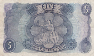 FIVE POUNDS BANKNOTE HOLLOM REF £5-8 - £5 BANKNOTES - Cambridgeshire Coins