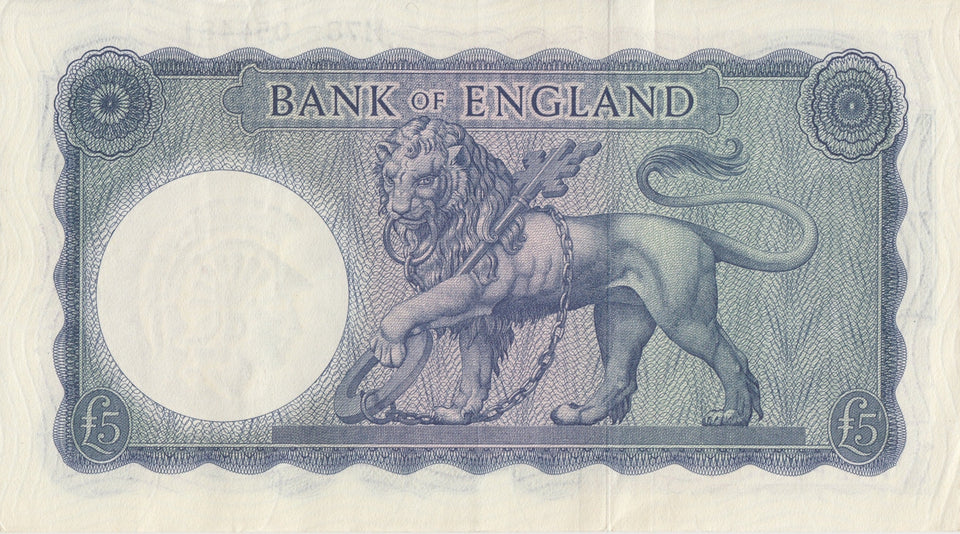 FIVE POUNDS BANKNOTE O'BRIEN REF £5-42 - £5 BANKNOTES - Cambridgeshire Coins