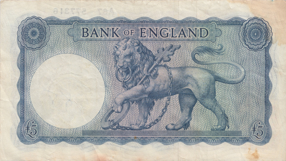 FIVE POUNDS BANKNOTE O'BRIEN REF £5-44 - £5 BANKNOTES - Cambridgeshire Coins