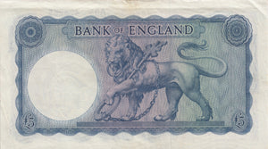 FIVE POUNDS BANKNOTE O'BRIEN REF £5-51 - £5 BANKNOTES - Cambridgeshire Coins