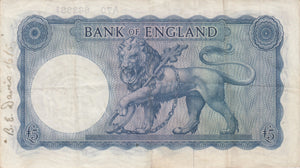 FIVE POUNDS BANKNOTE O'BRIEN REF £5-67 - £5 BANKNOTES - Cambridgeshire Coins