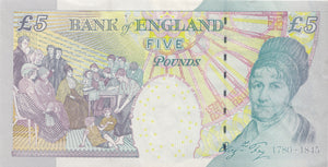 FIVE POUNDS BANKNOTE SALMON REF £5-40 - £5 BANKNOTES - Cambridgeshire Coins
