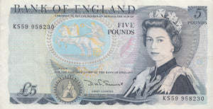 FIVE POUNDS BANKNOTE SOMERSET REF £5-24 - £5 BANKNOTES - Cambridgeshire Coins