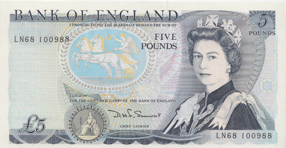 FIVE POUNDS BANKNOTE SOMERSET REF £5-26 - £5 BANKNOTES - Cambridgeshire Coins