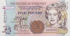 FIVE POUNDS GUERNSEY BANKNOTE REF 1505 - WORLD BANKNOTES - Cambridgeshire Coins