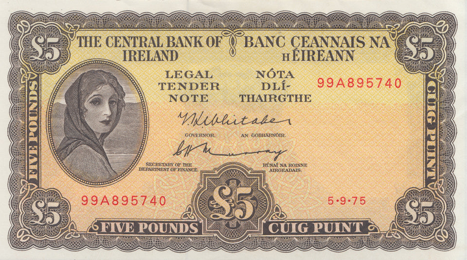 FIVE POUNDS IRELAND BANKNOTE REF IRE-6 - Irish Banknotes - Cambridgeshire Coins