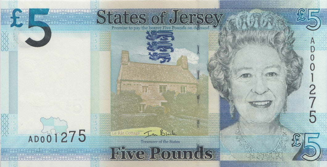 FIVE POUNDS JERSEY BANKNOTE REF 1501 - WORLD BANKNOTES - Cambridgeshire Coins