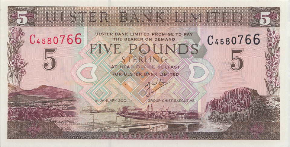 FIVE POUNDS NORTHERN IRELAND BANKNOTE REF IRE-9 - Irish Banknotes - Cambridgeshire Coins