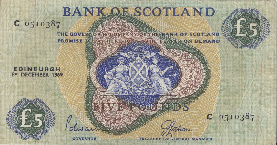FIVE POUNDS SCOTTISH BANKNOTE REF SCOT-6 - SCOTTISH BANKNOTES - Cambridgeshire Coins