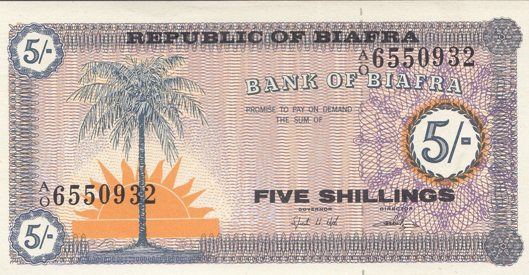FIVE SHILLINGS FAMINE BANKNOTE BIAFRA REF 1115 - World Banknotes - Cambridgeshire Coins