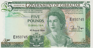 GIBRALTAR GOVERNMENT FIVE POUNDS BANKNOTE REF 1252 - World Banknotes - Cambridgeshire Coins