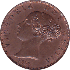 1853 HALFPENNY ( UNC ) - Halfpenny - Cambridgeshire Coins