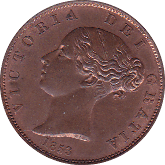 1853 HALFPENNY ( UNC ) - Halfpenny - Cambridgeshire Coins