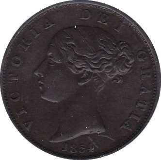1854 HALFPENNY ( AUNC ) - Halfpenny - Cambridgeshire Coins