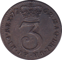 1762 MAUNDY THREEPENCE ( GVF )