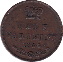 1844 HALF FARTHING ( GVF ) - Half Farthing - Cambridgeshire Coins