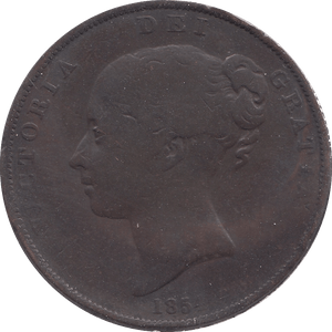 1854 PENNY ( F ) E - Penny - Cambridgeshire Coins