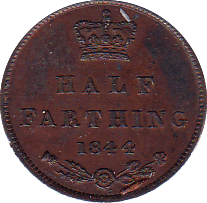 1844 HALF FARTHING ( AUNC ) C - Half Farthing - Cambridgeshire Coins