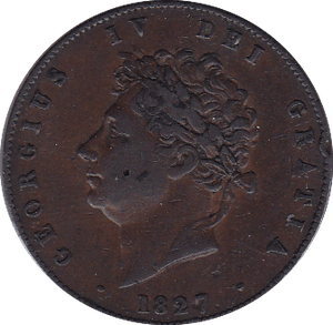1827 HALFPENNY ( GVF ) B - Halfpenny - Cambridgeshire Coins