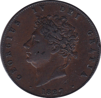 1827 HALFPENNY ( GVF ) B - Halfpenny - Cambridgeshire Coins