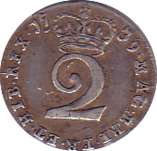 1739 MAUNDY TWOPENCE ( VF )