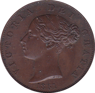 1851 HALFPENNY ( UNC ) - Halfpenny - Cambridgeshire Coins